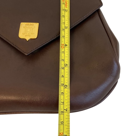 CELINE w/ COA Burgundy Triomphe Leather Shoulder/Crossbody Bag Vintage Authentic - Picture 11 of 16